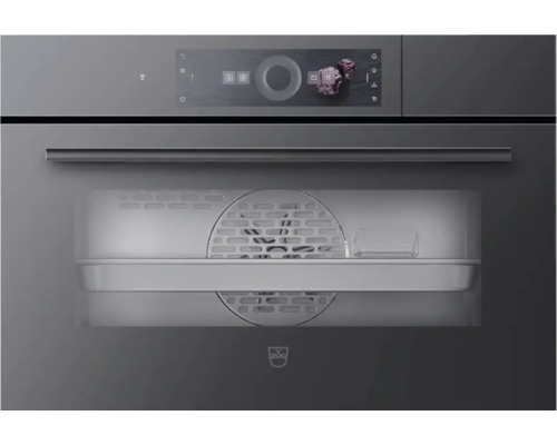 V-ZUG CombiSteamer V6000 38C Einbau Steamer BxH 55x38.1 cm schwarz 2302900003 Nahaufnahme eines ZUG-Backofens mit Display und Garraum