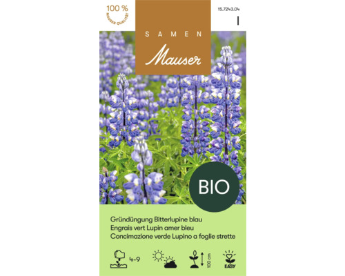 Semences Mauser fertilisation verte Bitterlupine 300 g Paquet de graines de lupin amer bleu pour engrais vert