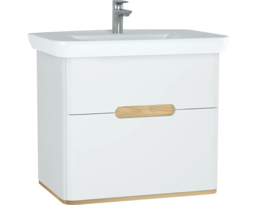 Lavabo avec meuble bas VitrA Sento lxhxp 78x68.5x49 cm couleur de façade blanc mat 60824 Meuble sous-lavabo avec lavabo et robinet