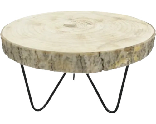 Table de décoration en rondin de bois avec pieds en métal