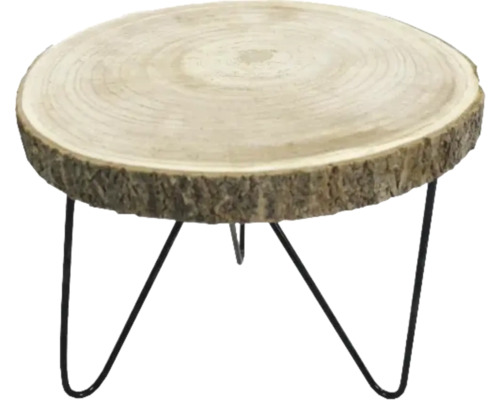 Table d''appoint en rondin de bois avec pieds en métal
