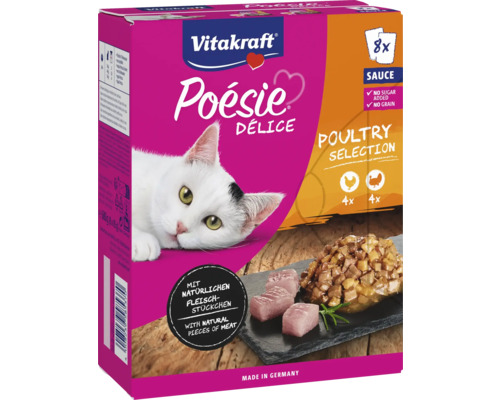 Vitakraft Poésie Délice Sélection de volaille nourriture pour chats, lot de 8