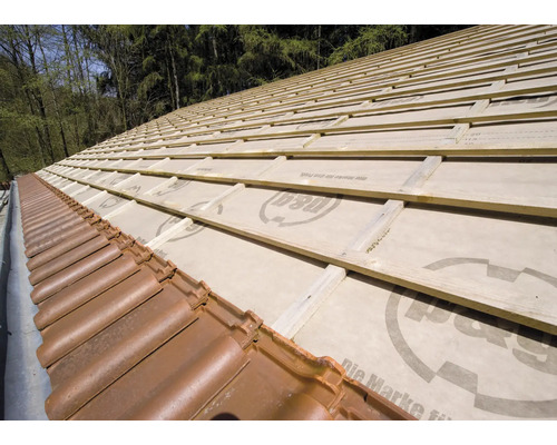 Toit avec tuiles, liteaux et écran de sous-toiture