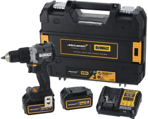 DeWalt Akku-Schlagbohrmaschine McLaren DCD85MM2T-QW 18 V inklusive 2x 18V XR 4.0Ah Akku, Ladegerät und TSTAK Koffer