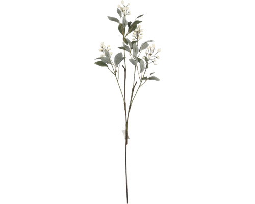 Kunstpflanze Zweig mit weissen Beeren Kunststoff H 91 cm Dekorativer Zweig mit Blättern und Beeren für Innenräume