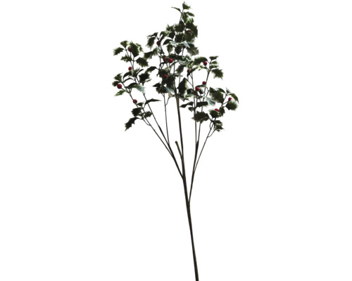 Kunstpflanze Mistelzweig mit roten Beeren Kunststoff H 70 cm Künstlicher Stechpalmenzweig mit roten Beeren und grünen Blättern