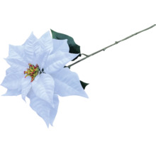 Poinsettia artificielle blanche avec tige et feuilles