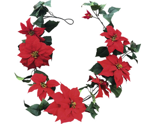 Guirlande de plantes artificielles Poinsettia Garland plastique L 200 cm rouge Guirlande décorative étoile de Noël