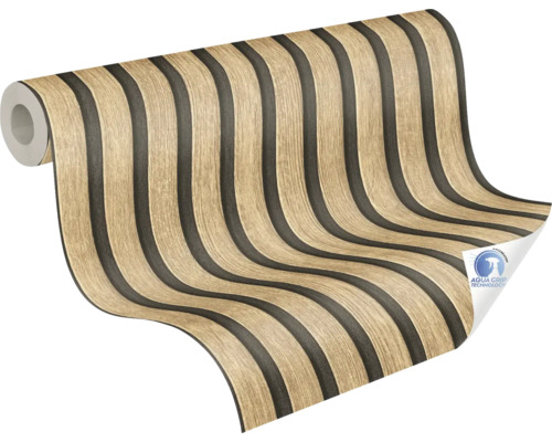 Rouleau de papier peint aspect bois avec motif à rayures