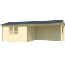 Abri de jardin en bois avec double porte et espace couvert