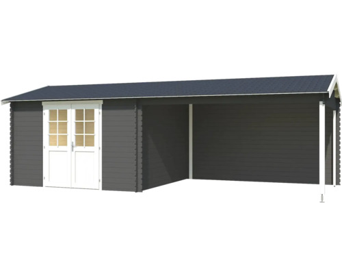 Abri de jardin en bois avec double porte et annexe