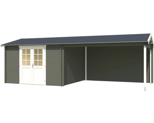 Abri de jardin en bois avec double porte et auvent