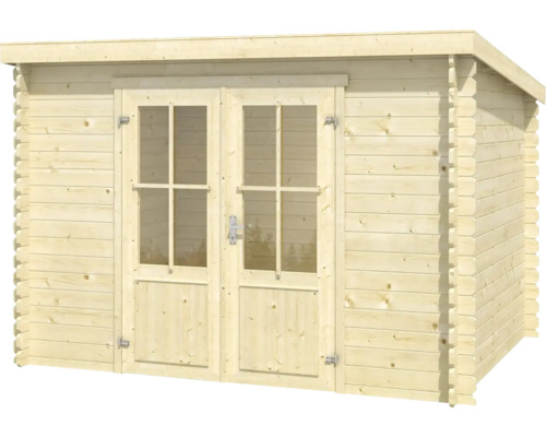 Abri de jardin en bois avec double porte et fenêtres