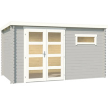 Abri de jardin en bois avec porte-fenêtre et fenêtre