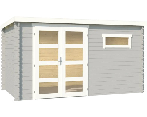 Abri de jardin en bois avec porte-fenêtre et fenêtre