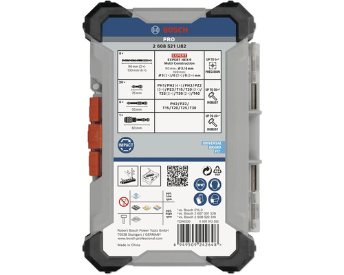 Jeu de forets et d''embouts Bosch Pro Expert Hex-9 Multi Construction