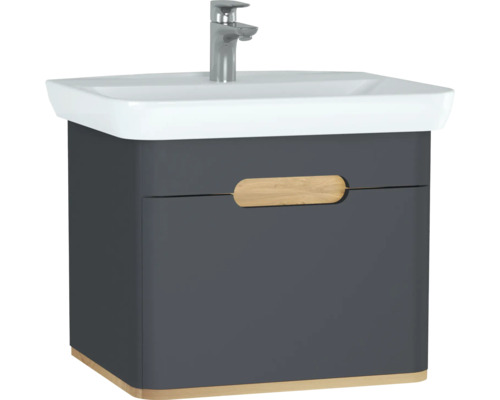 Lavabo avec meuble bas VitrA Sento lxhxp 63x52x49 cm couleur de façade anthracite mat 60818 Meuble-lavabo avec lavabo et meuble sous-lavabo
