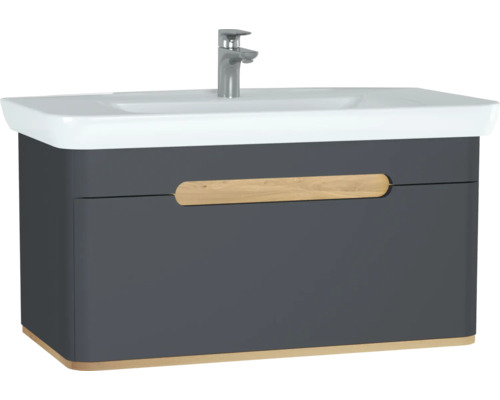 Lavabo avec meuble bas VitrA Sento lxhxp 98x52x49 cm couleur de façade anthracite mat 60820 Meuble sous-vasque avec lavabo et robinet
