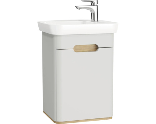 Lavabo avec meuble bas VitrA Sento lxhxp 50x68.5x37.5 cm couleur de façade gris clair mat 65981 Meuble sous-vasque avec lavabo et robinet