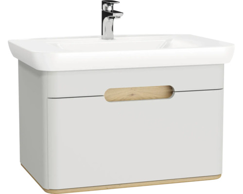 Lavabo avec meuble bas VitrA Sento lxhxp 78x52x49 cm couleur de façade gris clair mat 65986 Meuble sous-lavabo avec lavabo et robinet