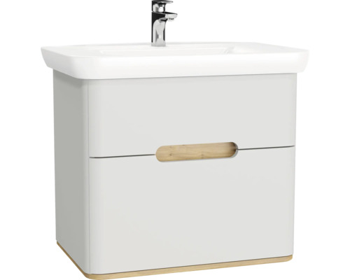 Lavabo avec meuble bas VitrA Sento lxhxp 78x68.5x49 cm couleur de façade gris clair mat 65989 Meuble sous-lavabo avec lavabo et robinet