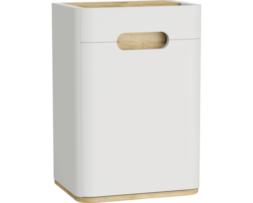 Armoire semi-haute VitrA Sento gauche lxhxp 40x58x29.5 cm couleur de façade gris clair mat Panier à linge en bois et plastique