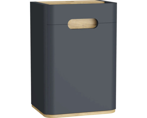 Armoire semi-haute VitrA Sento droite lxhxp 40x58x29.5 cm couleur de façade anthracite mat Panier à linge avec poignées en bois