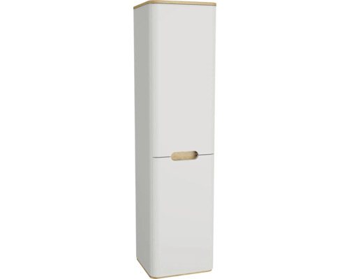 Armoire haute VitrA Sento gauche lxhxp 40x157.5x35 cm couleur de façade gris clair mat Armoire haute étroite avec une porte et une poignée en bois