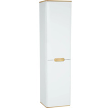 Weisser Hochschrank mit Holzgriffen