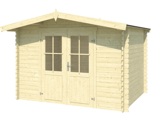 Abri de jardin en bois avec double porte et fenêtres