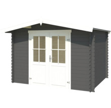 Abri de jardin en bois avec double porte et toit à deux pans