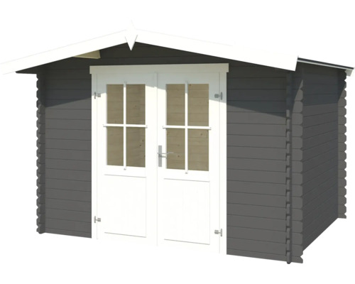 Abri de jardin en bois avec double porte et toit à deux pans