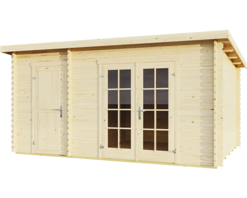 Abri de jardin en bois avec double porte et porte latérale