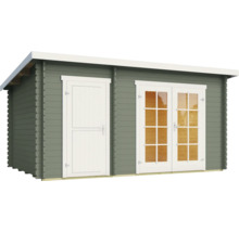 Abri de jardin en bois avec double porte et porte simple