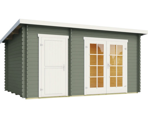 Abri de jardin en bois avec double porte et porte simple