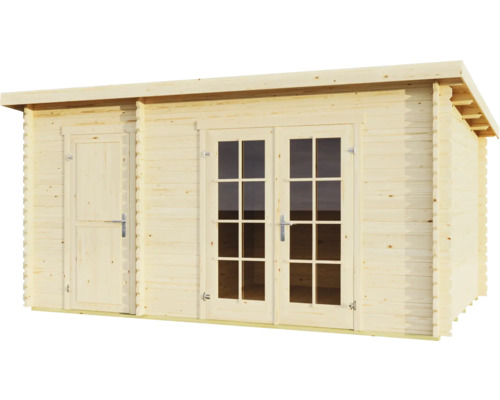 Abri de jardin en bois avec double porte et porte simple