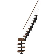 Escalier en bois avec garde-corps en métal