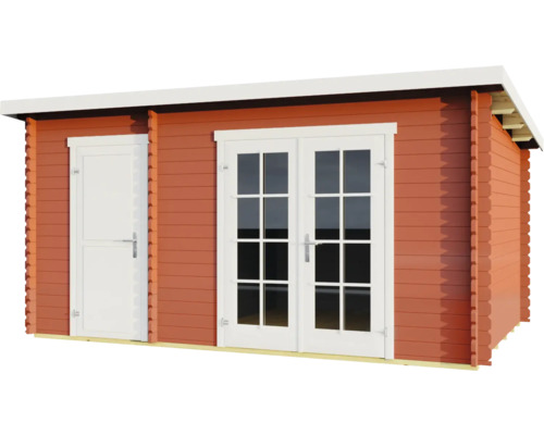 Abri de jardin en bois avec double porte et porte simple