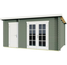 Abri de jardin en bois avec double porte et porte simple