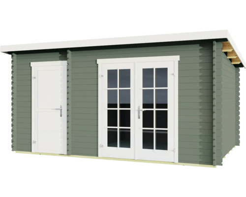 Abri de jardin en bois avec double porte et porte simple