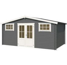 Abri de jardin en bois avec fenêtres et porte double