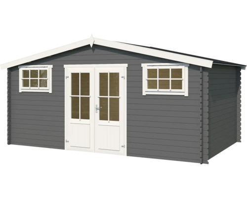 Abri de jardin en bois avec fenêtres et porte double