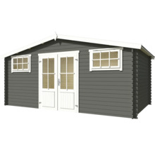 Abri de jardin en bois avec fenêtres et double porte