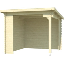 Holzunterstand aus naturbelassenem Holz