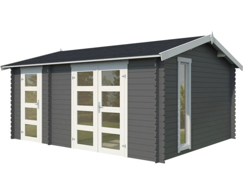 Abri de jardin en bois avec fenêtres et porte double