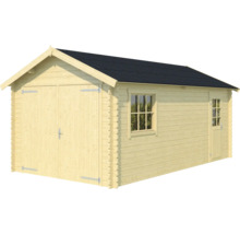 Abri de jardin en bois avec double porte, fenêtre et toit à deux pentes