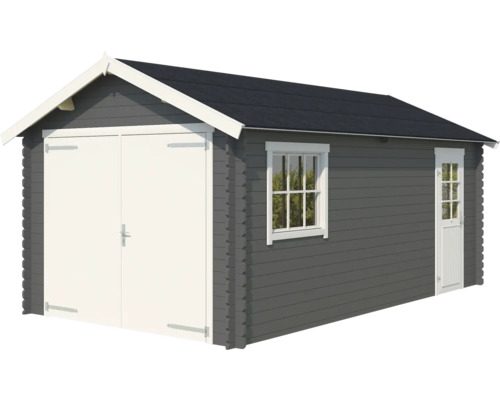 Abri de jardin en bois avec double porte, fenêtre et porte latérale