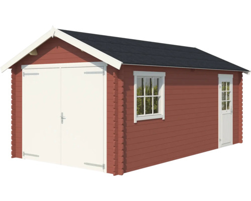 Abri de jardin en bois avec double porte, fenêtre et porte d''entrée