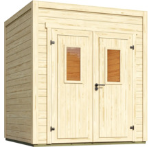 Abri de jardin en bois avec double porte et fenêtres