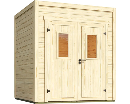 Abri de jardin en bois avec double porte et fenêtres